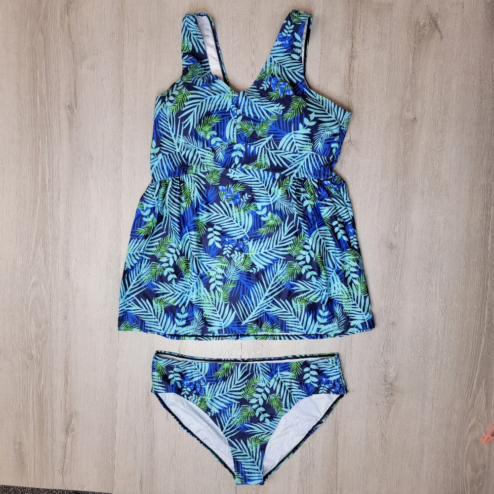 Womens Plus Size 22 two pc Tankini top & Bottoms swimsuit dress NWT